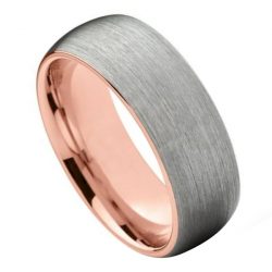 Carnarvon - Two Tone Rose Gold and Brushed Silver Men's Tungsten Ring (8mm)