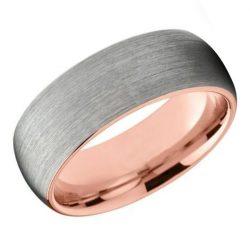 Carnarvon – Two Tone Rose Gold and Brushed Silver Men’s Tungsten Ring (8mm)