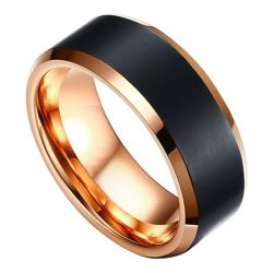 Midnight – Brushed Black and Rose Gold Tungsten Ring (8mm)