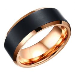 Midnight – Brushed Black and Rose Gold Tungsten Ring (8mm)